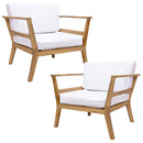 Sunnydaze Bodie Acacia Armchair with Cushions - Club Chair for Patio - Bone White Cushions