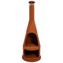 Sunnydaze 71" H Steel Outdoor Chiminea Fire Pit with Built-In Log Holder