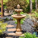 Sunnydaze 2-Tier Pineapple Solar Fountain with Battery Backup - 46" H