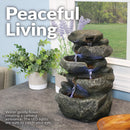Sunnydaze Stacked Rock Waterfall Fountain with LED Lights - 10"
